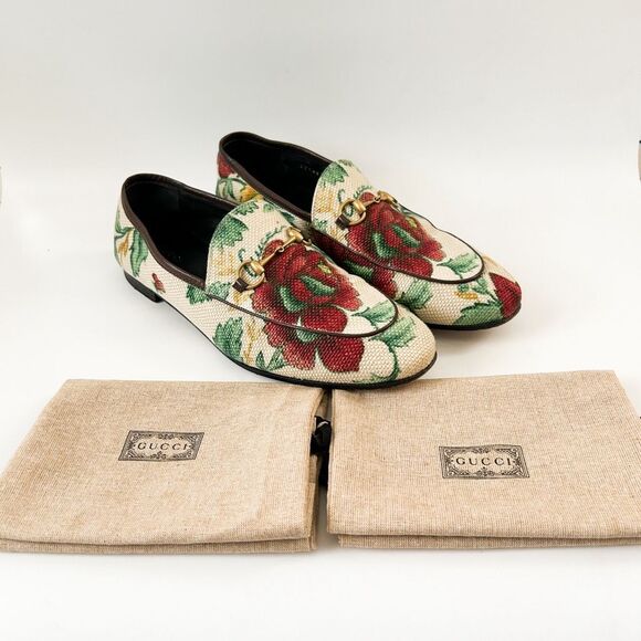 Gucci Shoes - Gucci Jordan Horsebit Floral Loafers Canvas Flats Size 42, 12